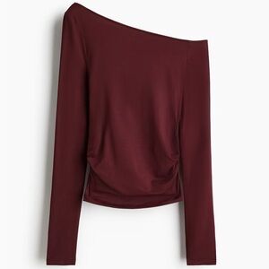 H&M Draped One Shoulder Top- Burgundy 🍷🍂